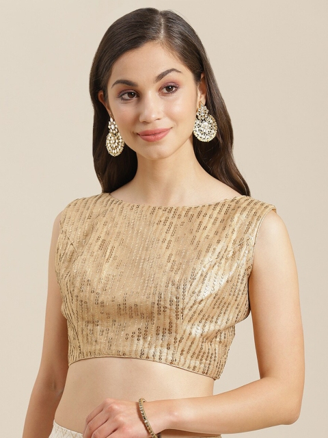 

Studio Shringaar Women Gold Sequenced Ready-Made Saree Blouse