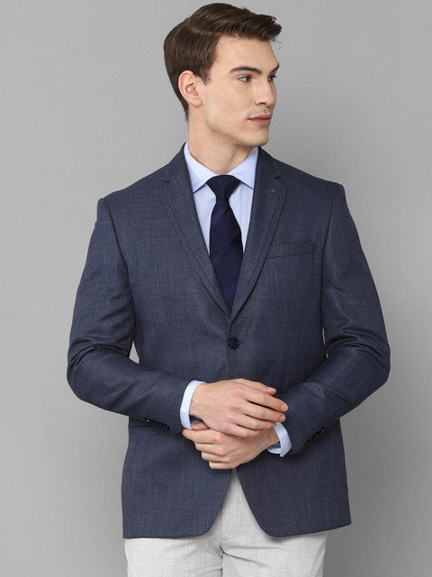

Louis Philippe Men Navy Blue Self Design Single-Breasted Casual Blazer
