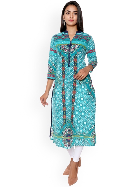 

SUTI Women Turquoise Blue Paisley Printed Kurta