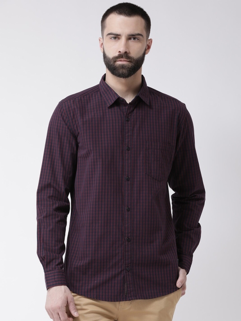 

Club York Men Purple Standard Gingham Checks Checked Casual Shirt