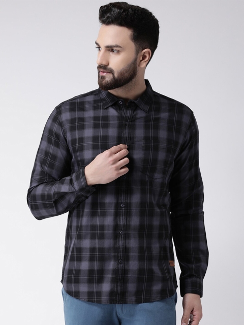

Club York Men Black Standard Tartan Checks Cotton Casual Shirt