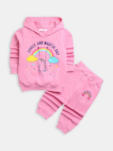 

Hopscotch Girls Pink & Yellow Printed T-shirt with Pyjamas