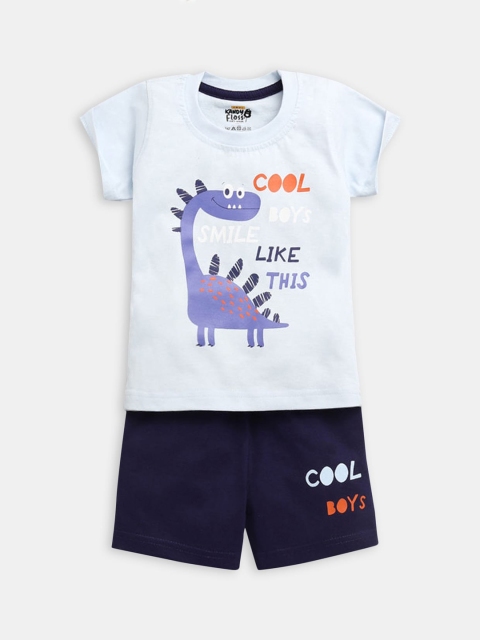 

Hopscotch Boys Blue Graphic Print T-Shirt And Short Set