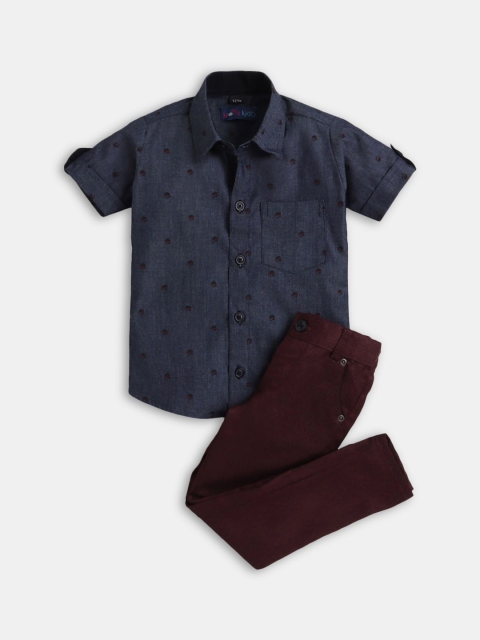 

Hopscotch Boys Grey & Brown Printed Shirt with Trousers
