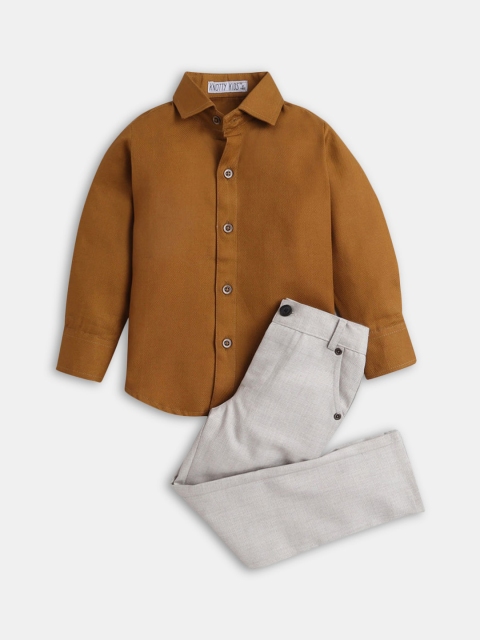 

Hopscotch Boys Mustard & Grey Pure Cotton Shirt with Trouser