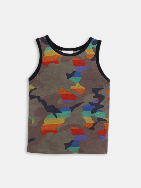 

Hopscotch Boys Brown All-Over Print Innerwear Vest