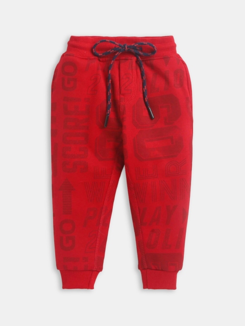 

Hopscotch Boys Red Typography Print Track pant