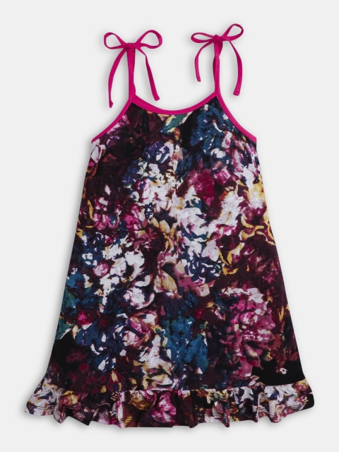 

Hopscotch Girls Pink & Navy Blue Printed Nightdress