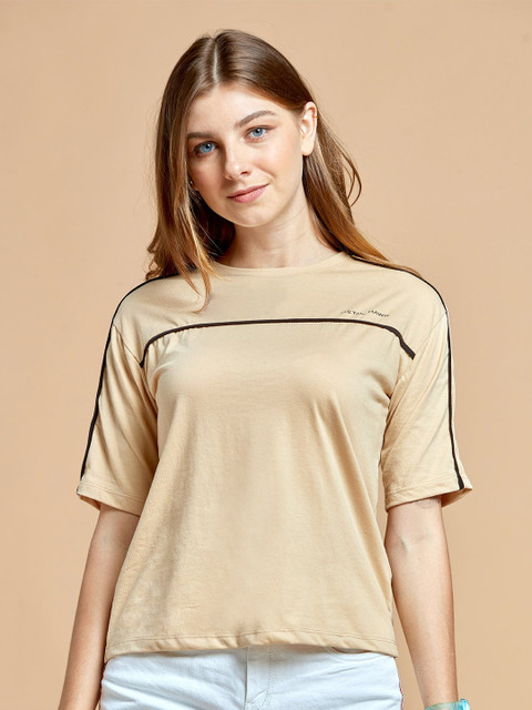 

DressBerry Women Beige Cotton T-shirt