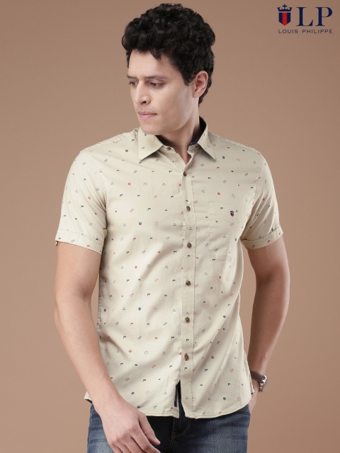 

Louis Philippe Sport Men Beige Printed Jermyn Tailored Fit Casual Shirt