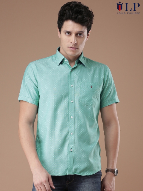 

Louis Philippe Sport Men Sea Green Jermyn Tailored Fit Printed Casual Shirt