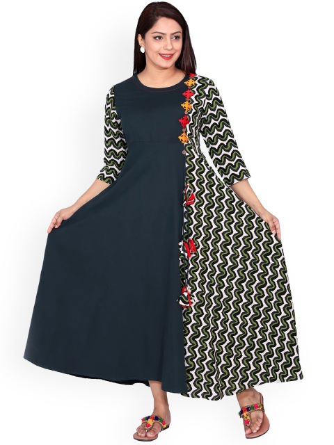 

SUTI Women Olive Green Printed Anarkali Kurta