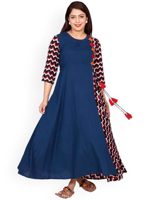 

SUTI Women Blue & Black Printed Anarkali Kurta