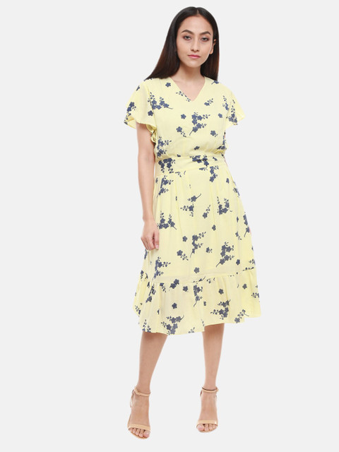 

V-Mart Yellow Floral Midi Dress
