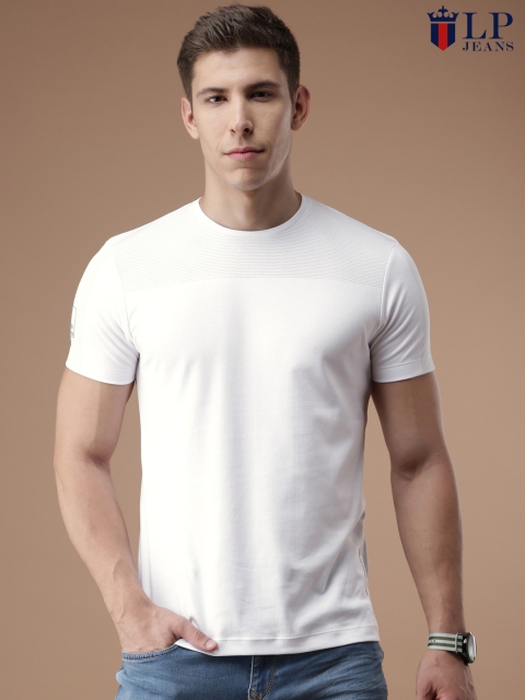 

Louis Philippe Jeans Men White Printed Round Neck T-shirt