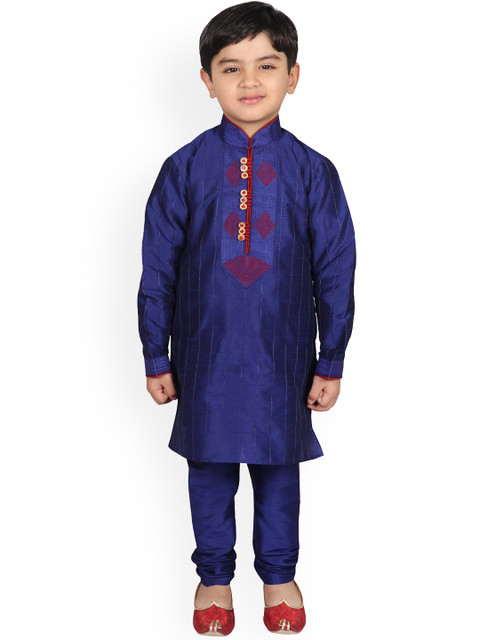 

SG YUVRAJ Boys Blue Raw Silk Kurta with Pyjamas