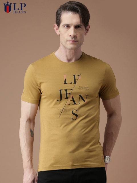 

Louis Philippe Jeans Men Khaki Printed Round Neck T-shirt