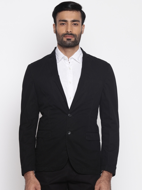 

Parx Black Single-Breasted Slim Fit Casual Blazer
