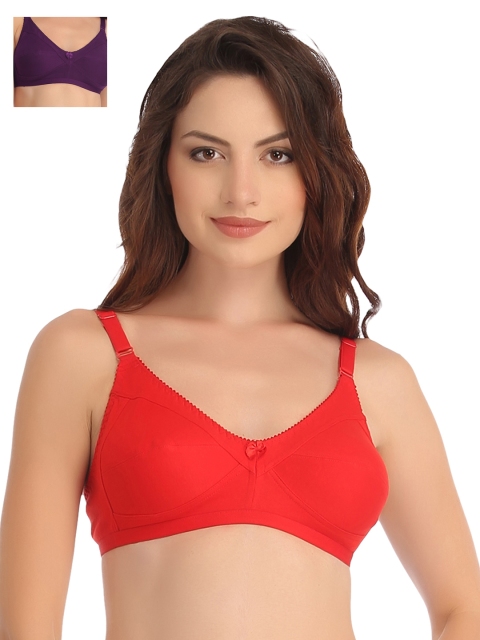 

Clovia Pack of 2 Full-Coverage Bras BR0185P1036B, Red