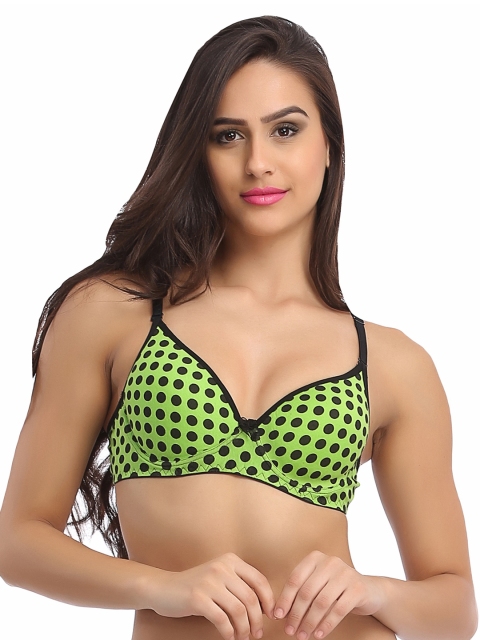 

Clovia Green & Black Printed Non-Wired Lightly Padded Push-Up Bra BR0626P1132D