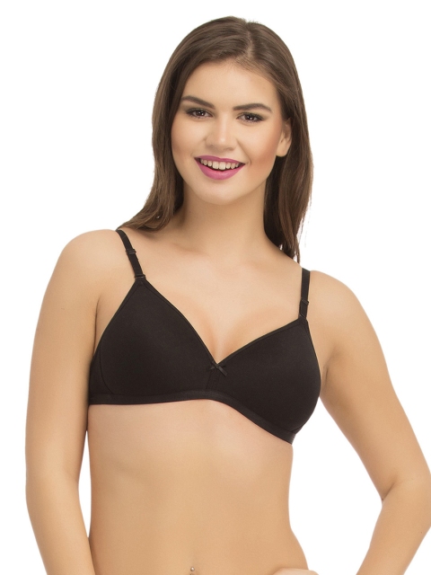 

Clovia Black Solid Non-Wired Lightly Padded T-shirt Bra BR0695A1334B