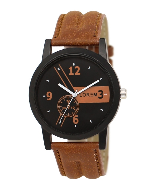 

LOREM Men Black Embellished Dial & Orange Straps Analogue Watch LR01