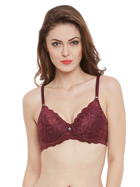 

Clovia Maroon Lace Non-Wired Non Padded Everyday Bra BR0818P0940B