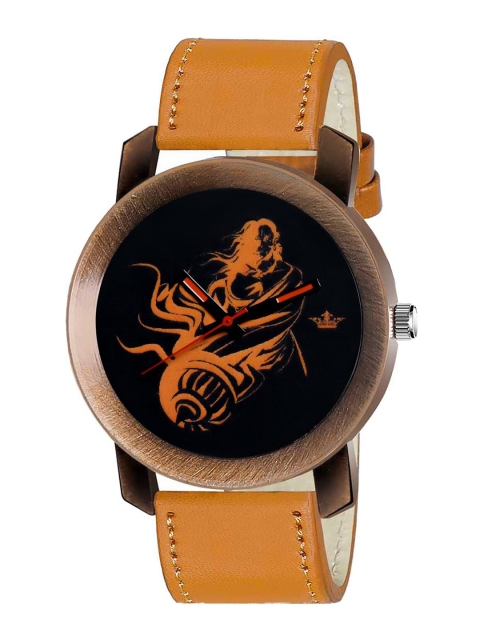 

LOREM Men Black Printed Dial & Orange Straps Analogue Watch LR64