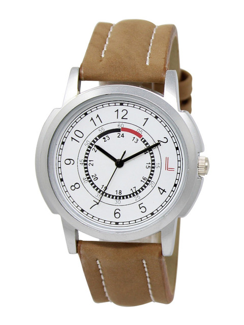

LOREM Men White Printed Dial & Brown Straps Analogue Watch
