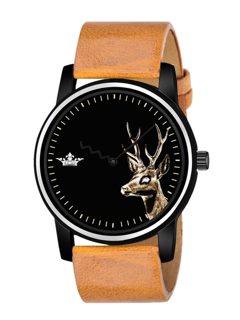 

LOREM Men Black Dial & Orange Bracelet Style Straps Analogue Watch LR69