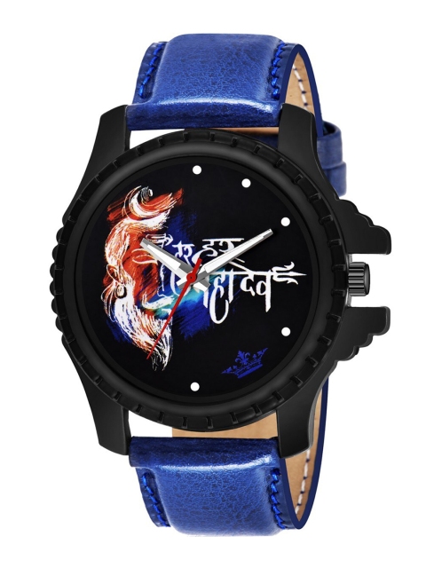 

LOREM Men Black Printed Dial & Blue Straps Analogue Watch