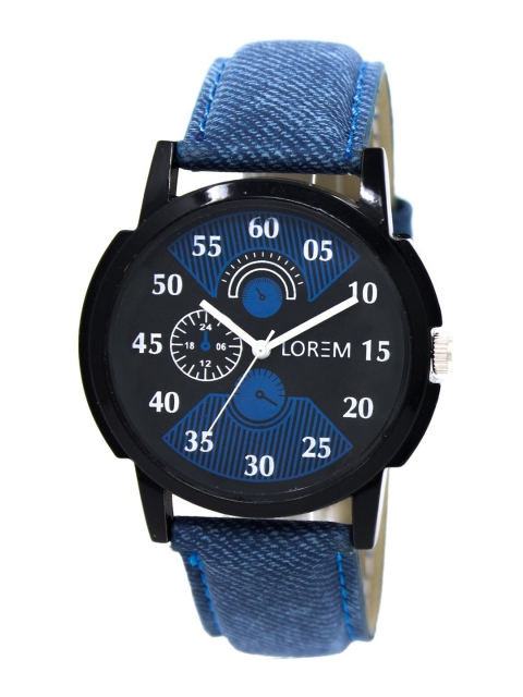 

LOREM Men Multicoloured Printed Dial & Blue Straps Analogue Watch LR02, Black