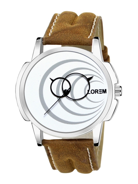 

LOREM Men White Printed Dial & Brown Leather Straps Analogue Watch LR63