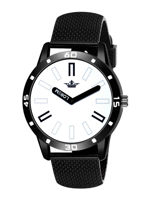 

LOREM Men White Dial & Black Straps Analogue Watch