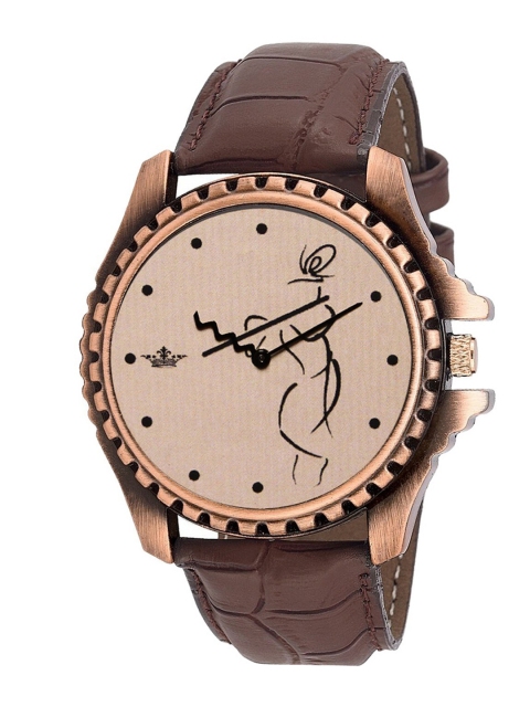 

LOREM Men Beige Embellished Dial & Brown Straps Analogue Watch LR65