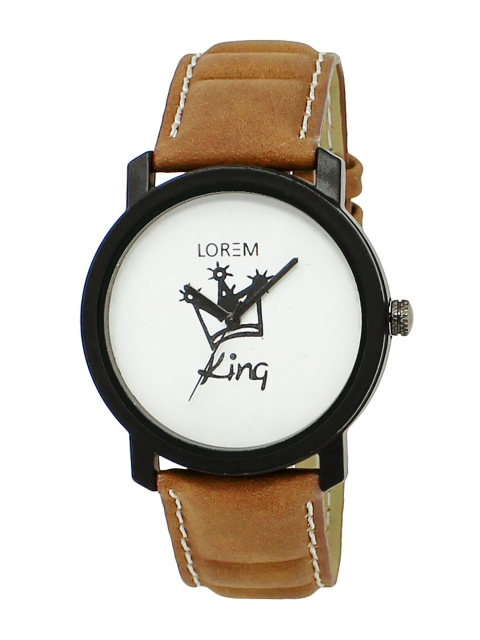 

LOREM Men White Printed Dial & Brown Straps Analogue Watch LR18