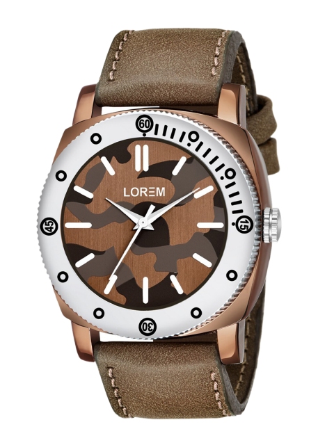 

LOREM Men Multicoloured Printed Dial & Brown Bracelet Style Straps Analogue Watch LR53, Multi