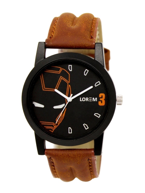 

LOREM Men Black Printed Dial & Brown Straps Analogue Watch