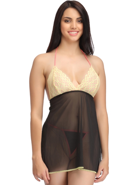 

Clovia Black Baby-Doll Nightdress NS0724P13XL