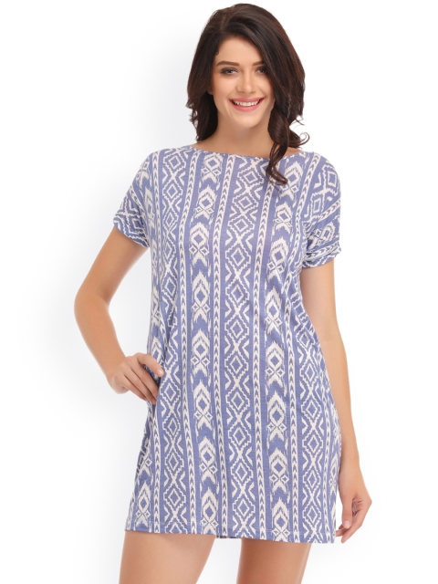 

Clovia Blue Printed Nightdress NS0692P08XL