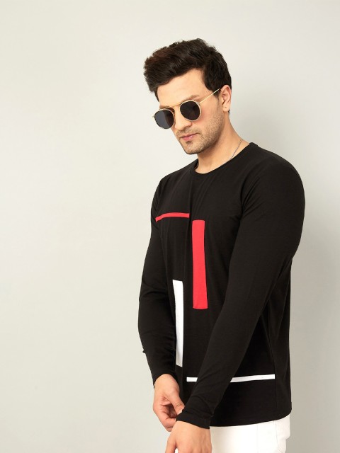 

AUSK Men Black & Red Colourblocked T-shirt