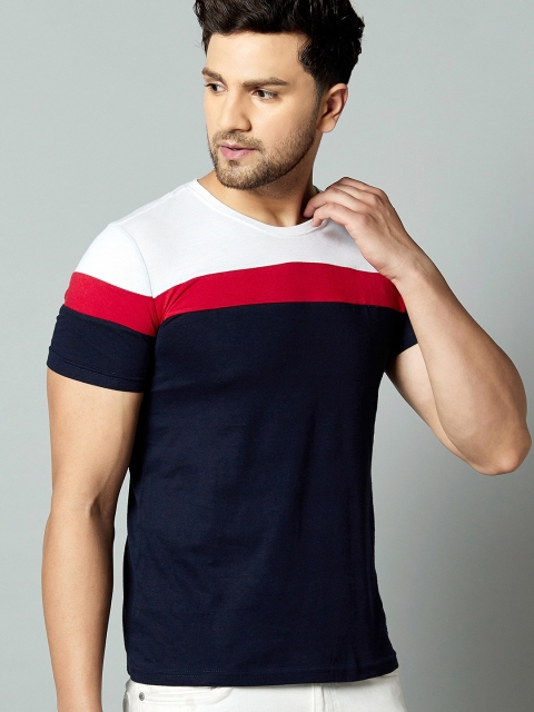 

AUSK Men Blue Colourblocked Half Sleeve T-shirt