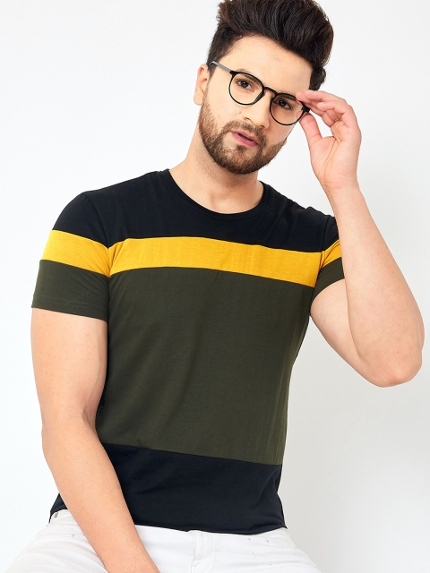 

AUSK Men Green Colourblocked Applique T-shirt with Mask