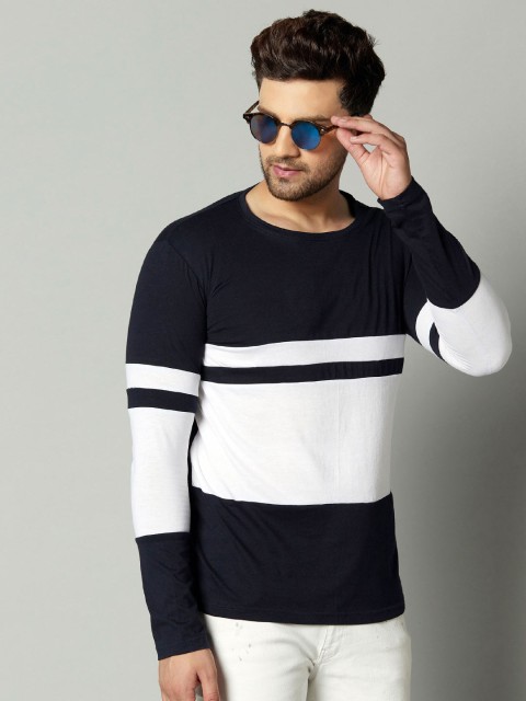 

AUSK Men Black & White Colourblocked T-shirt with Mask