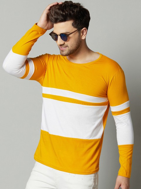 

AUSK Men Mustard Yellow Colourblocked T-shirt
