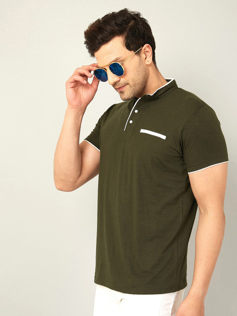 

AUSK Men Green Polo Collar T-shirt