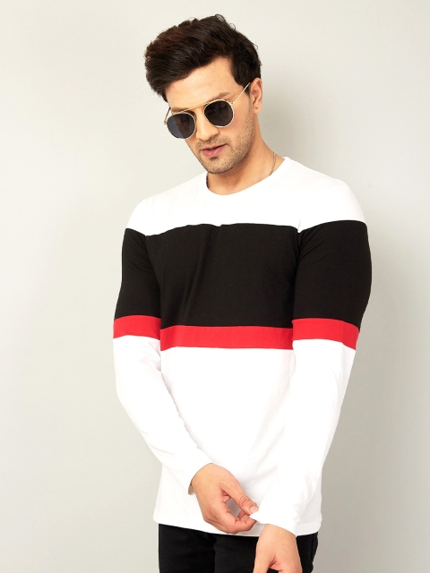 

AUSK Men White & Black Colourblocked T-shirt
