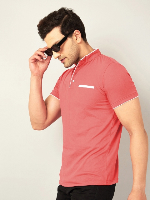 

AUSK Men Peach-Coloured Polo Collar T-shirt
