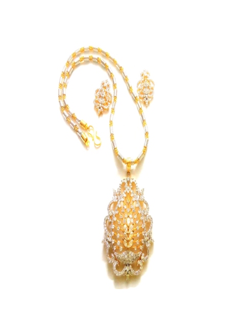 

Runjhun Women Gold-Plated CZ Studded Jewelry Set