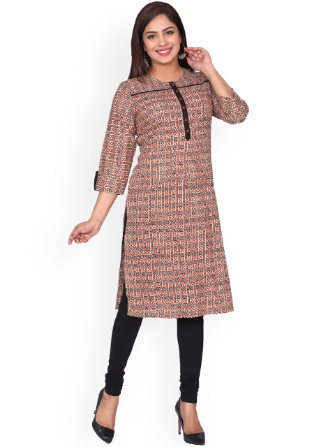 

SUTI Women Beige & Brown Printed Knee Length Kurta